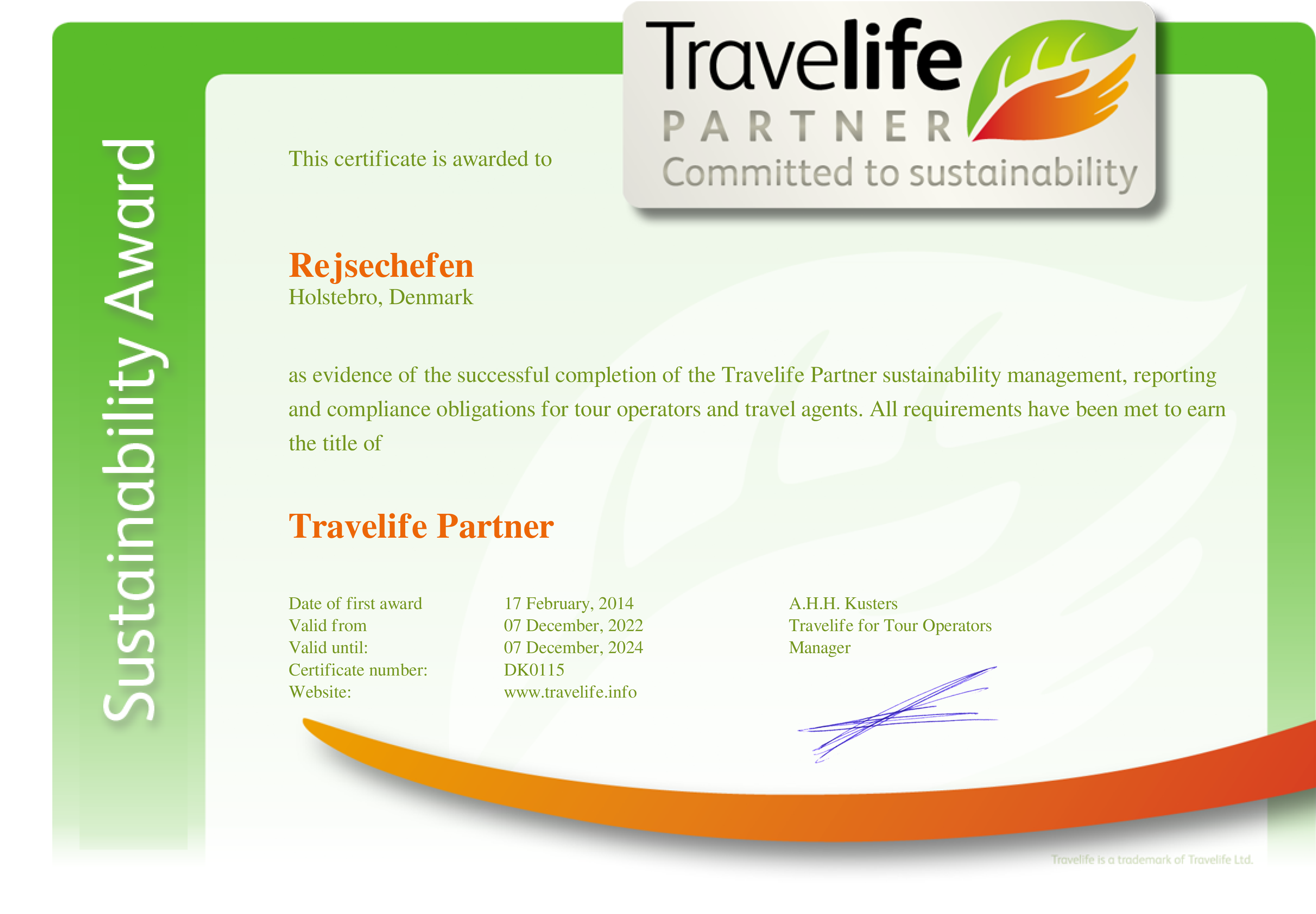 Travelife partner Rejsechefen